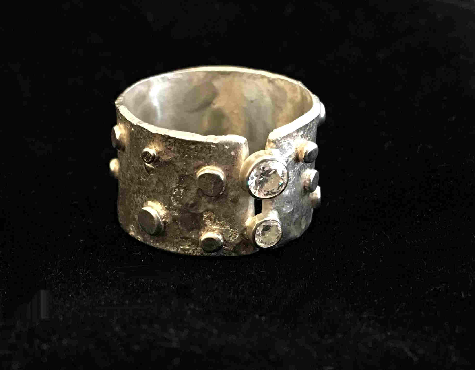'Sterling Silver Ring with 2 Clear Stones' by artist Carol Docherty