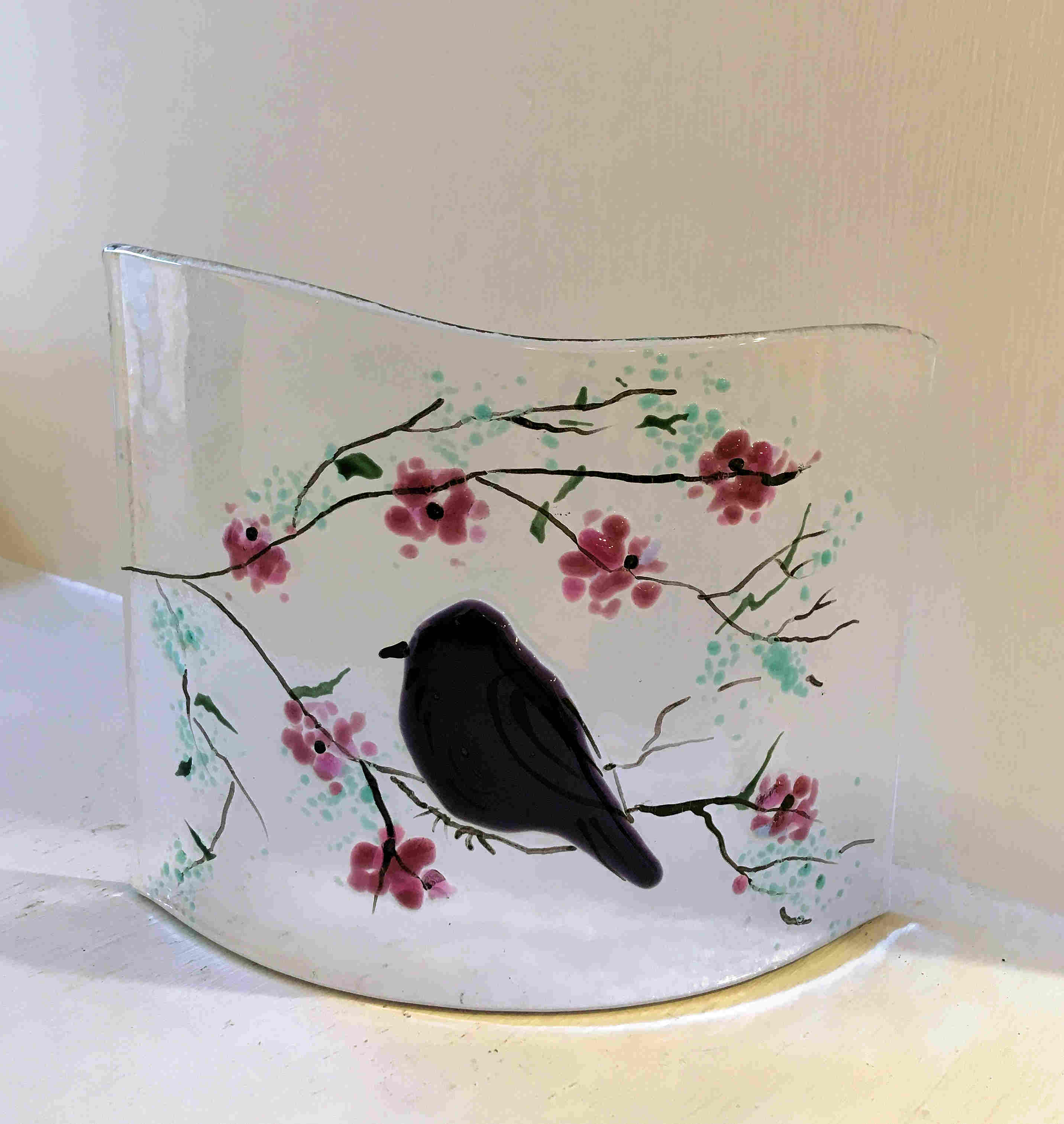 'One Bird Curved Tea-Light Panel' by artist Dorte Pape