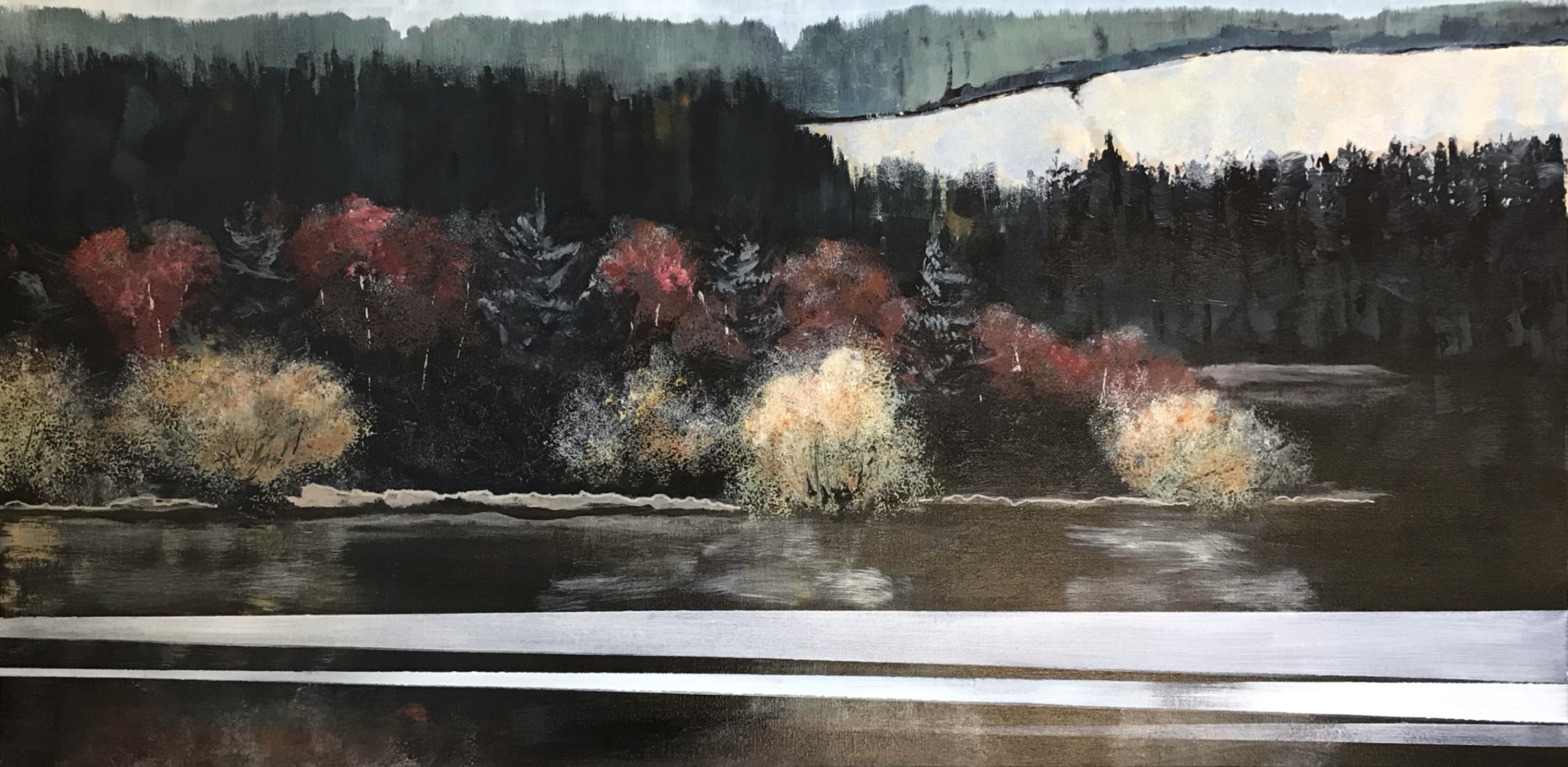 'Bathekin Reservoir, Kielder Forest, Scottish Borders' by artist Judith Appleby