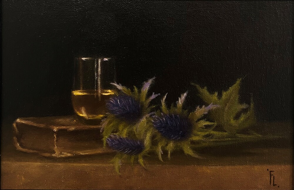 'A Book, A Thistle, And A Wee Dram' by artist Fiona Longley